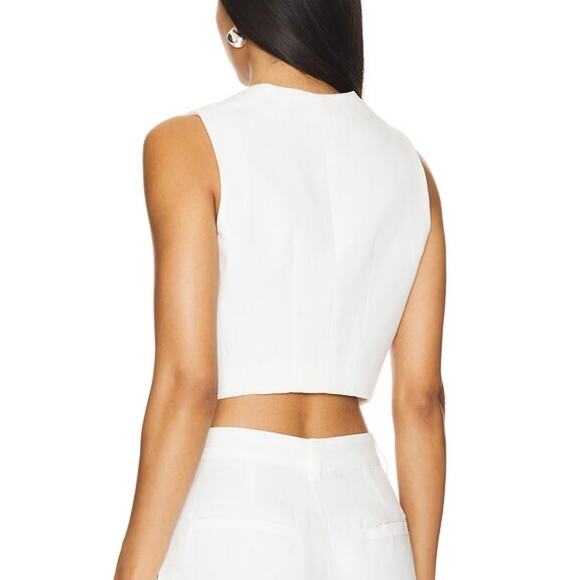 ENZA COSTA Crepe Vest Womens Small Cream Cropped Button Front NEW - Picture 3 of 16